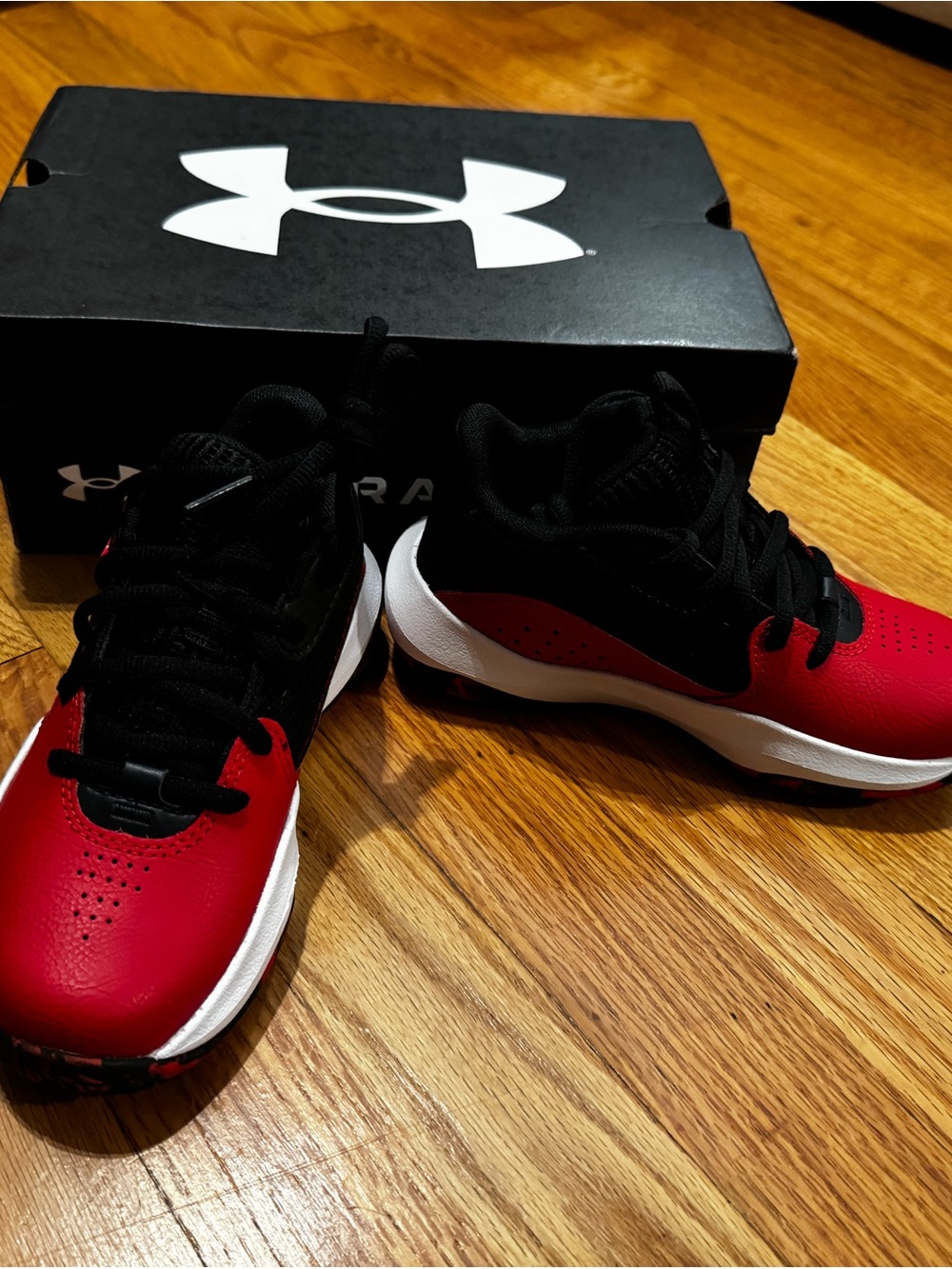 Under Armour Kids Red, Black & White Athletic Sneakers